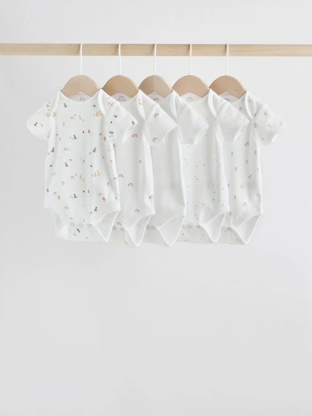 Sale Next White Character 5 Pack Baby Short Sleeve Bodysuits