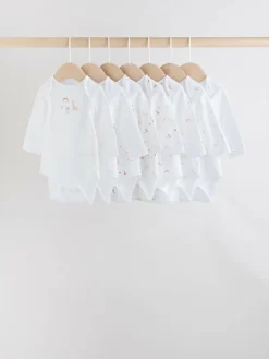 Next White Character 7 Pack Long Sleeve 100% Cotton Baby Bodysuits