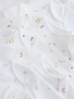 Next White Character 7 Pack Long Sleeve 100% Cotton Baby Bodysuits