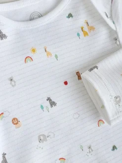 Hot Next White Character 5 Pack Long Sleeve 100% Cotton Baby Bodysuits