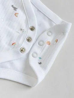 Hot Next White Character 5 Pack Long Sleeve 100% Cotton Baby Bodysuits