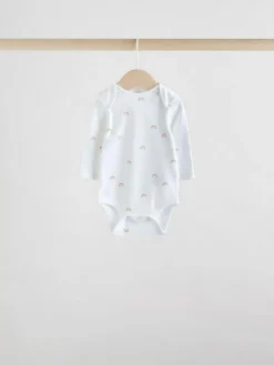 Hot Next White Character 5 Pack Long Sleeve 100% Cotton Baby Bodysuits