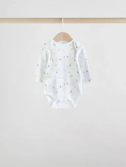 Hot Next White Character 5 Pack Long Sleeve 100% Cotton Baby Bodysuits