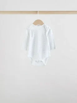 Hot Next White Character 5 Pack Long Sleeve 100% Cotton Baby Bodysuits