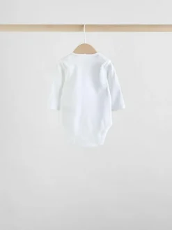 Hot Next White Character 5 Pack Long Sleeve 100% Cotton Baby Bodysuits