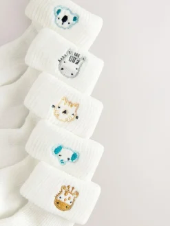 Clearance Next Embroidered Roll Top Socks 5 Pack (0mths-2yrs) White Character