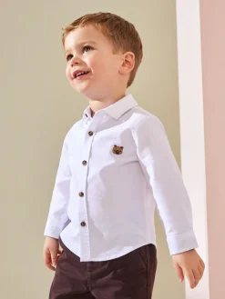 Outlet Next White Character Long Sleeve Long Sleeve Oxford Shirt (3mths-7yrs)