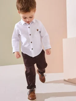 Outlet Next White Character Long Sleeve Long Sleeve Oxford Shirt (3mths-7yrs)