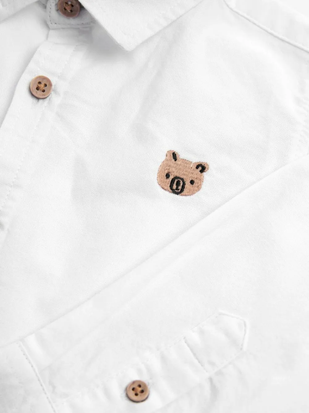 Outlet Next White Character Long Sleeve Long Sleeve Oxford Shirt (3mths-7yrs)