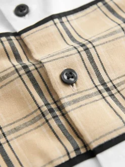 Next White Check Splice Short Sleeve Smart Shirt (3-16yrs)