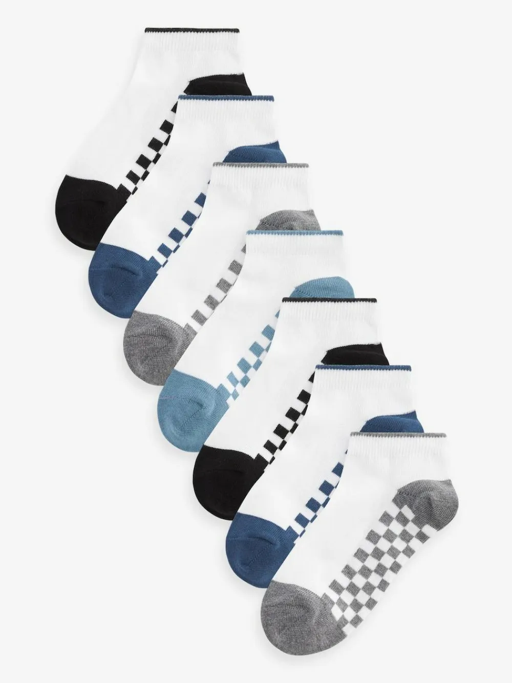 Best Next 7 Pack Cotton Rich Trainer Socks White Checkerboard