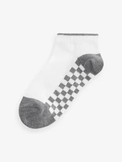 Best Next 7 Pack Cotton Rich Trainer Socks White Checkerboard