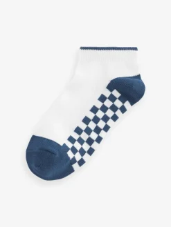 Best Next 7 Pack Cotton Rich Trainer Socks White Checkerboard