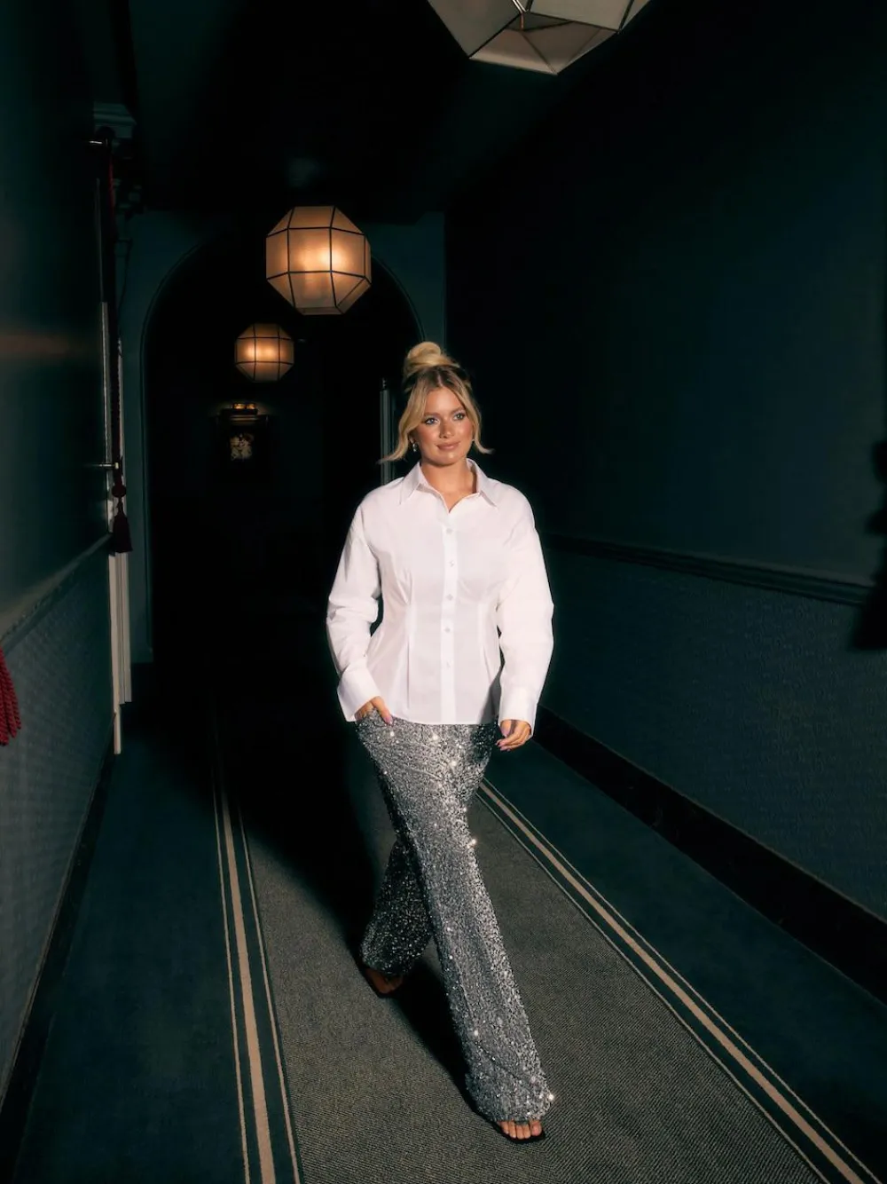 Next Cinched Waist Fitted Shirt White