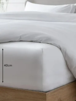 Next White Collection Luxe 400 Thread Count Egyptian Extra Deep Fitted Cotton Sateen Sheet^ Bedsheets & Pillow Cases