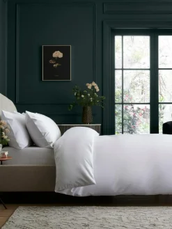 Clearance Next White Collection Luxe 1000 Thread Count Sateen Plain Luxury Duvet Cover and Pillowcase Set