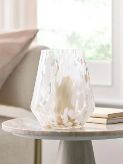 Next White Confetti Glass Candle Holder Hurricane^ Candle Holders & Lanterns