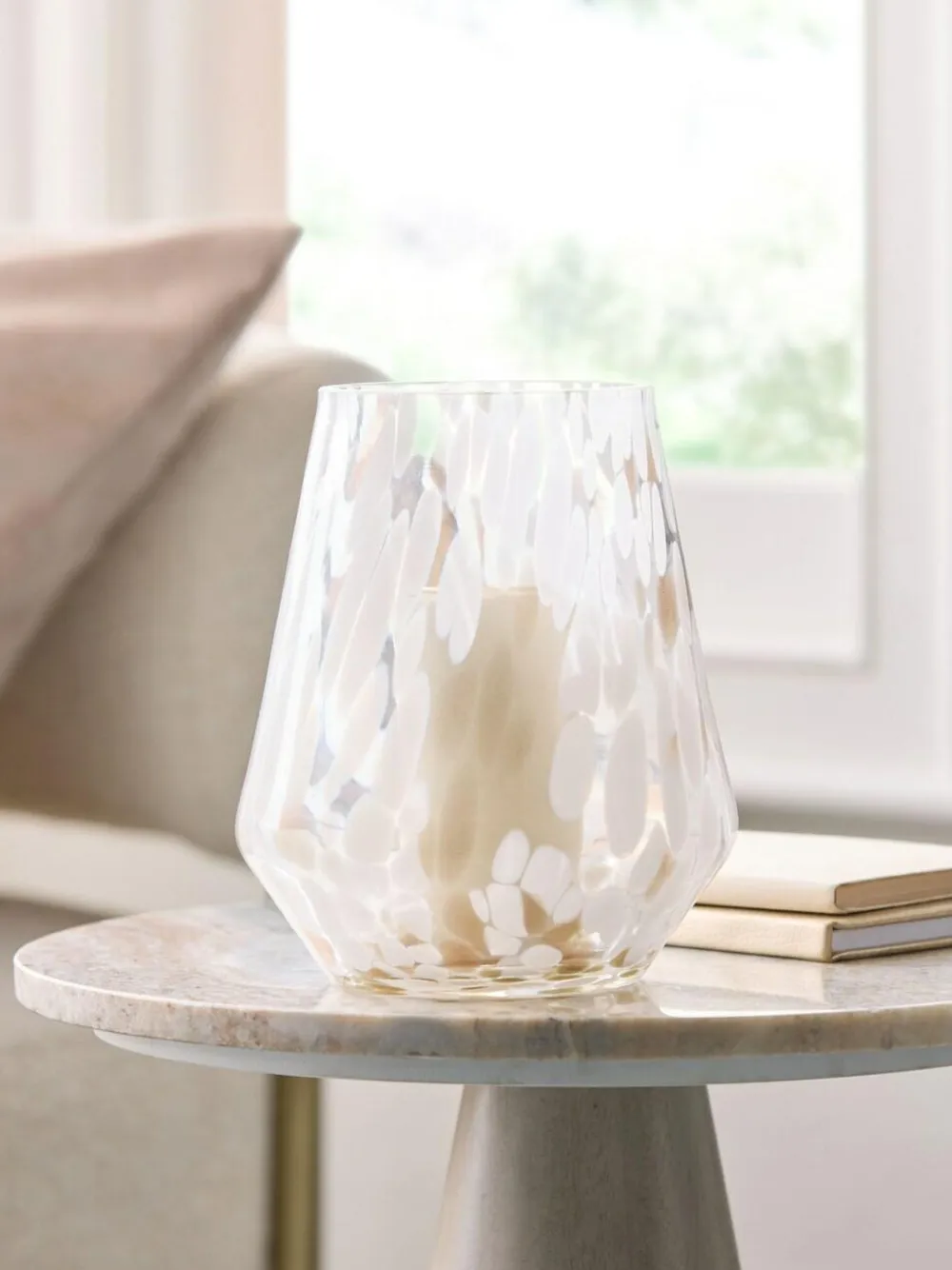 Next White Confetti Glass Candle Holder Hurricane^ Candle Holders & Lanterns