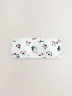 Next White Conversational Broderie Bandeau Bikini Top^Women Swimwear