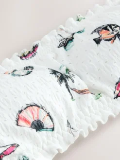 Next White Conversational Broderie Bandeau Bikini Top^Women Swimwear