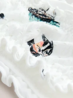 Next White Conversational Broderie Bandeau Bikini Top^Women Swimwear