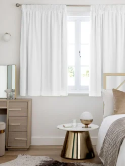 Hot Next White Cotton Blackout/Thermal Pencil Pleat Curtains