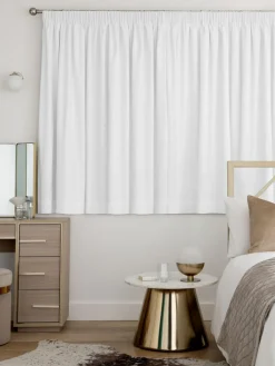 Hot Next White Cotton Blackout/Thermal Pencil Pleat Curtains