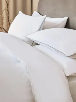 Outlet Next Cotton Rich Piped Duvet Cover and Pillowcase Set White