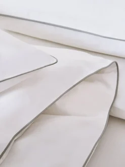 Outlet Next Cotton Rich Piped Duvet Cover and Pillowcase Set White