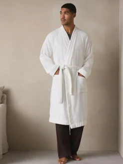 Next White Cotton Towelling Dressing Gown^ Bathrobe