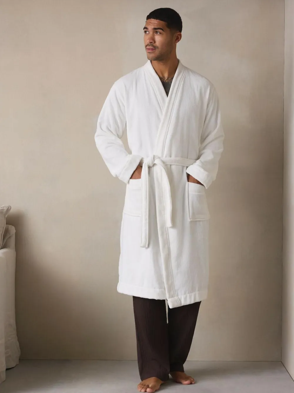 Next White Cotton Towelling Dressing Gown^ Bathrobe