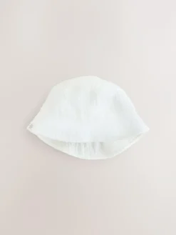 Next White Crinkle Baby Bucket Hat^BOY Newborn Accessories|Unisex