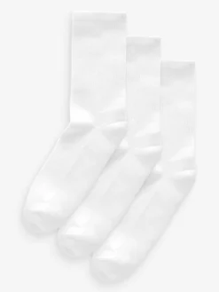 Hot Next White Cushion Sole Ribbed Sport Ankle Socks 3 Pack With Arch Support