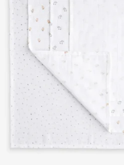 Clearance Next Baby Muslins Cloths 4 Pack White Delicate Animal