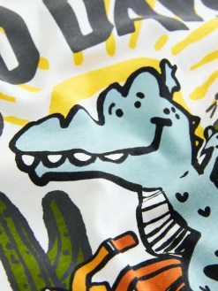 Next White Dinosaur Oversized Short Sleeve Back Print T-Shirt (3mths-7yrs)^BOY Tops|T-Shirts