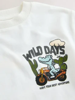 Next White Dinosaur Oversized Short Sleeve Back Print T-Shirt (3mths-7yrs)^BOY Tops|T-Shirts