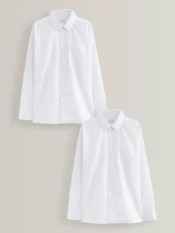 Discount Next White Easy Fastening Long Sleeve School Shirts 2 Pack (3-16yrs)