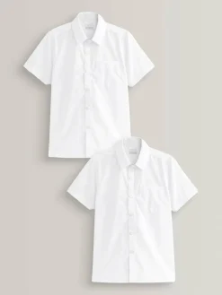 Clearance Next White Easy Fastening Short Sleeve School Shirts 2 Pack (3-16yrs)