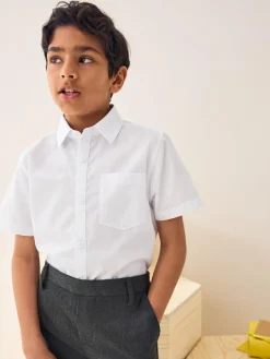 Clearance Next White Easy Fastening Short Sleeve School Shirts 2 Pack (3-16yrs)