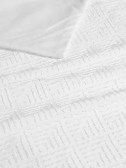 Next Embossed Geometric Duvet Cover And Pillowcase Set White