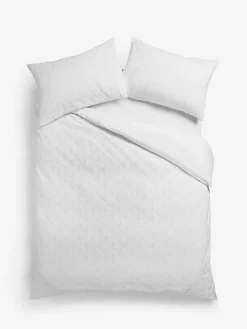 Next Embossed Geometric Duvet Cover And Pillowcase Set White
