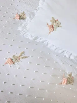 Sale Next White Embroidered Bunny Ballerinas 100% Cotton Duvet Cover and Pillowcase Set