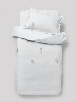 Sale Next White Embroidered Bunny Ballerinas 100% Cotton Duvet Cover and Pillowcase Set