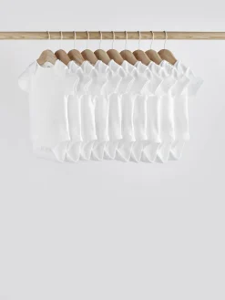 Next White Essential 10 Pack Short Sleeve Bodysuits^BOY Baby Girls|Unisex