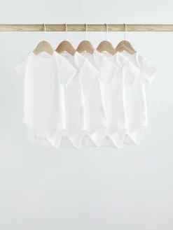 New Next White Essential 5 Pack Short Sleeve Bodysuits