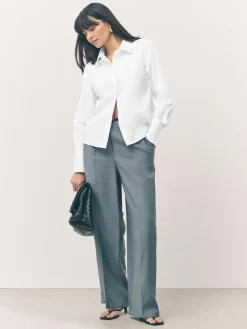 Next Fitted Stretch Essential Long Sleeve Shirts 2 Pack White