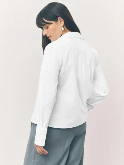 Next Fitted Stretch Essential Long Sleeve Shirts 2 Pack White