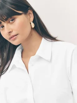 Next Fitted Stretch Essential Long Sleeve Shirts 2 Pack White