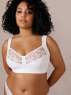 Online Next F-K Ultimate Comfort Cup Padded Strap Non Pad Non Wired Bra with Side Support White