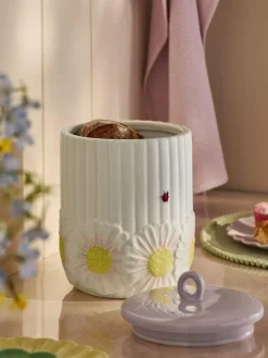 Next White Floral Ceramic Bread Bin^ Storage & Organisation